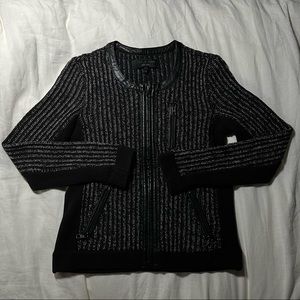 Rag & Bone Paula Black Knit Leather Zip Jacket | Size XS